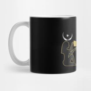 Male Female Gold Ankh - Black Mug